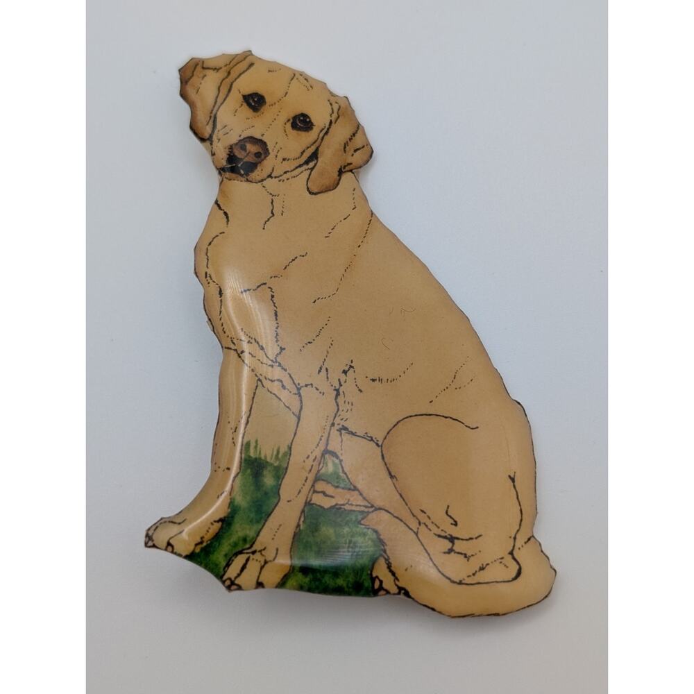 Mb Design Yellow Labrador Retriever Dog Brooch Sara Hand Painted Ceramic Signed